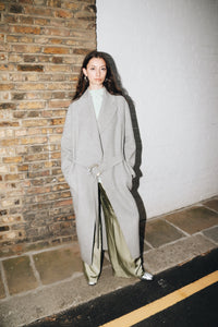 Acne Studios Grey maxi belted wool-cashmere blend coat - size EU 34