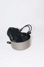 Load image into Gallery viewer, Black leather 2way handbag with gold hardware lettering logo Top Handle Bags Prada 
