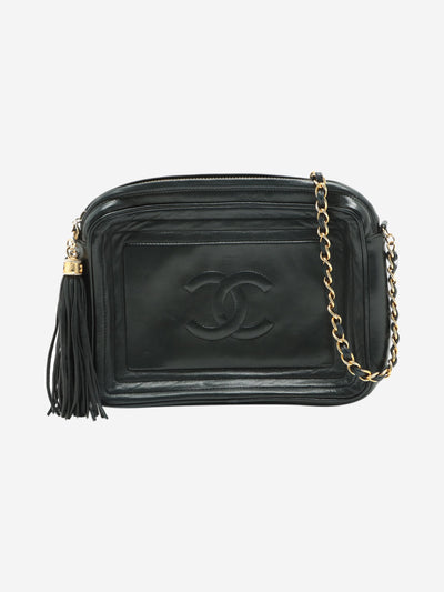 Black quilted lambskin Chanel CC Crown Camera Bag with gold-tone