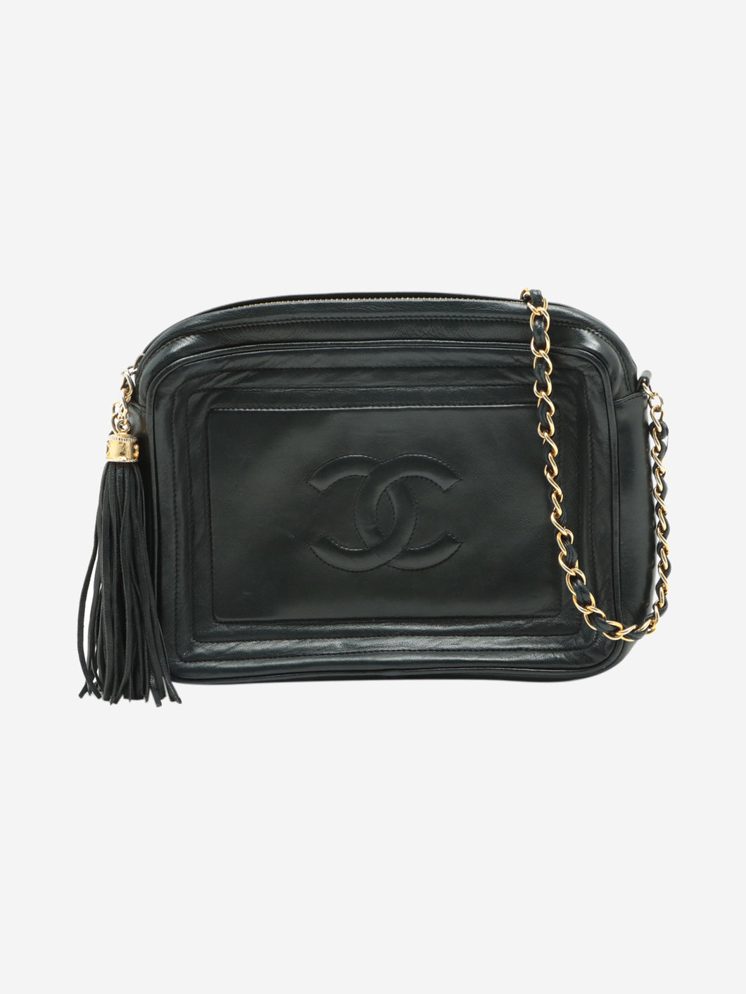 Chanel pre-owned black 1986-1988 CC chain leather shoulder bag