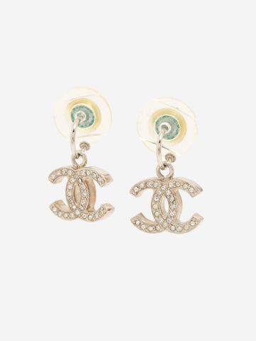 Silver bejewelled CC fish-hook earrings Jewellery Chanel 