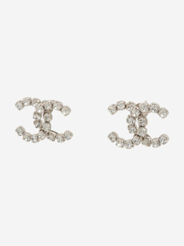 Silver rhinestone bejewelled CC earrings Jewellery Chanel 