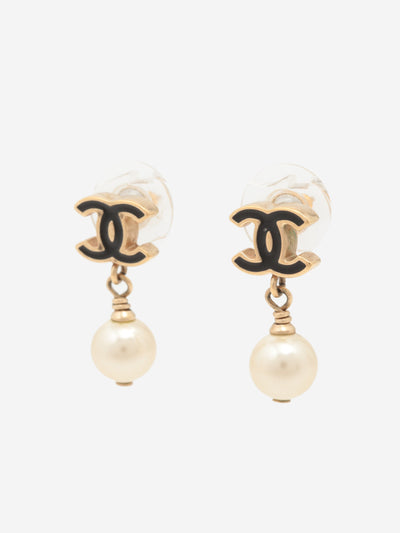 Gold plated CC pearl-drop earrings Jewellery Chanel 