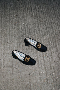 Gucci Gucci Black patent heels with GG emblem - size EU 36.5