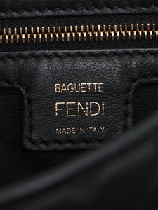 Fendi Black FF embossed Baguette shoulder bag