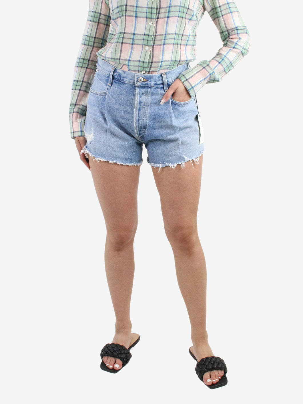 Blue denim pleated baggy shorts - size W27 Shorts Citizens of Humanity 