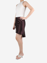 Load image into Gallery viewer, Burgundy silk skirt - size UK 6 Skirts Raey 
