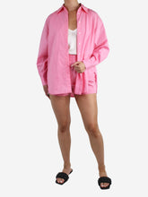 Load image into Gallery viewer, Pink floral embroidered button-up shirt and shorts set - size S/M Sets Maje 

