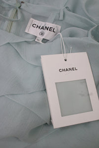 Chanel Blue silk ruffled mini dress - size FR 36