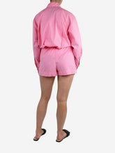 Load image into Gallery viewer, Pink floral embroidered button-up shirt and shorts set - size S/M Sets Maje 
