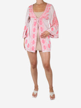 Load image into Gallery viewer, Pink embroidered self-tie kaftan - size UK 8 Tops Melissa Odabash 
