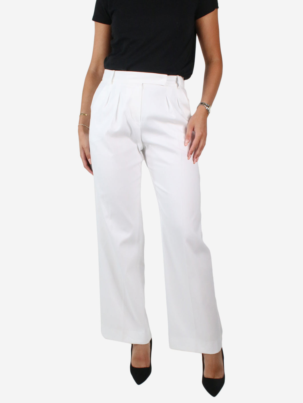 White high-rise tailored trousers - size UK 8 Trousers Max Mara 