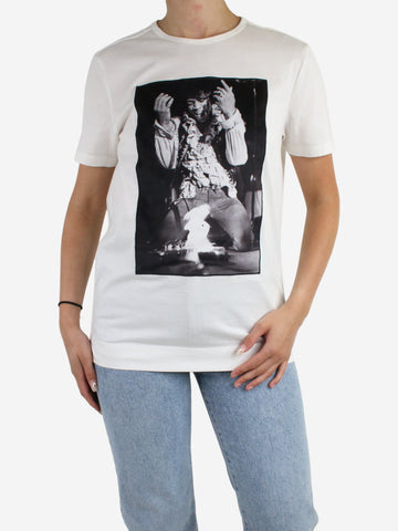 White Jimi Hendrix graphic print t-shirt - size S Tops Limitato 
