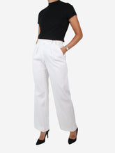 Load image into Gallery viewer, White high-rise tailored trousers - size UK 8 Trousers Max Mara 
