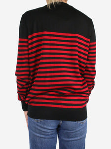 Balmain Red striped logo patch jumper - size M