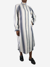 Load image into Gallery viewer, White long-sleeved striped dress - size M Dresses Lucy Folk 

