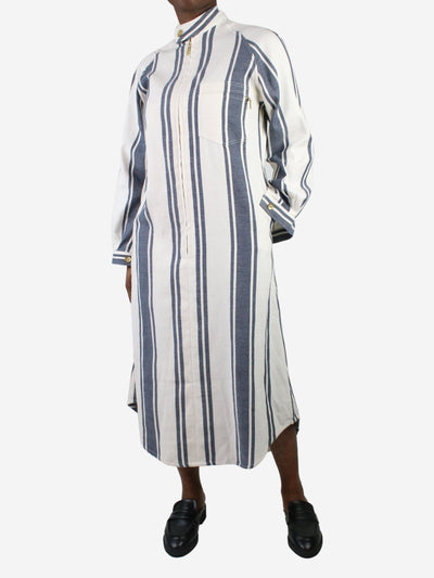 White long-sleeved striped dress - size M Dresses Lucy Folk 
