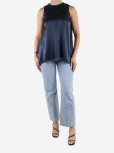 Load image into Gallery viewer, Blue silk sleeveless top - size S Tops Brunello Cucinelli 
