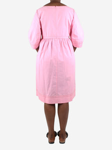 Lee Mathews Pink short sleeved midi dress - size UK 14