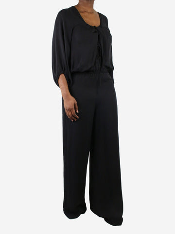 Black silk puff-sleeved jumpsuit - size US 6 Jumpsuits Halston Heritage 