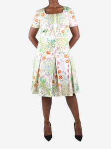 Gucci Multi round-neckline midi floral dress with belt - size UK 14