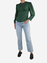 Load image into Gallery viewer, Green floral long-sleeve top - size UK 8 Tops Alexa Chung 
