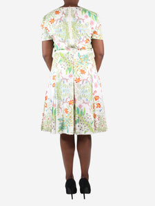 Gucci Multi round-neckline midi floral dress with belt - size UK 14