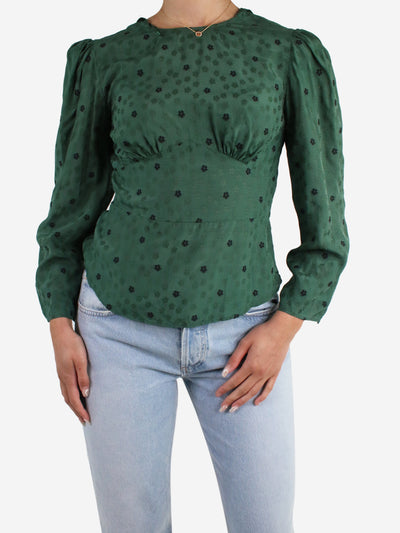 Green floral long-sleeve top - size UK 8 Tops Alexa Chung 