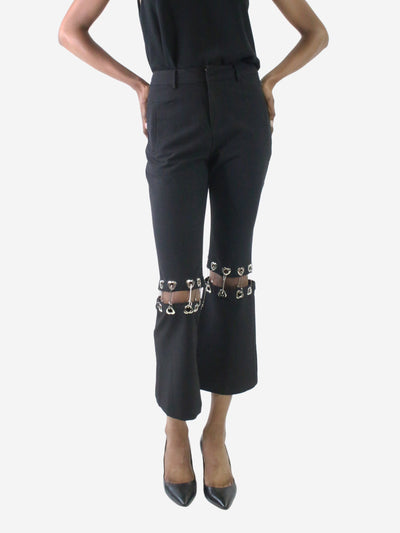 Black safety pin cropped and flared trousers - Size S Trousers Yueqi Qi 