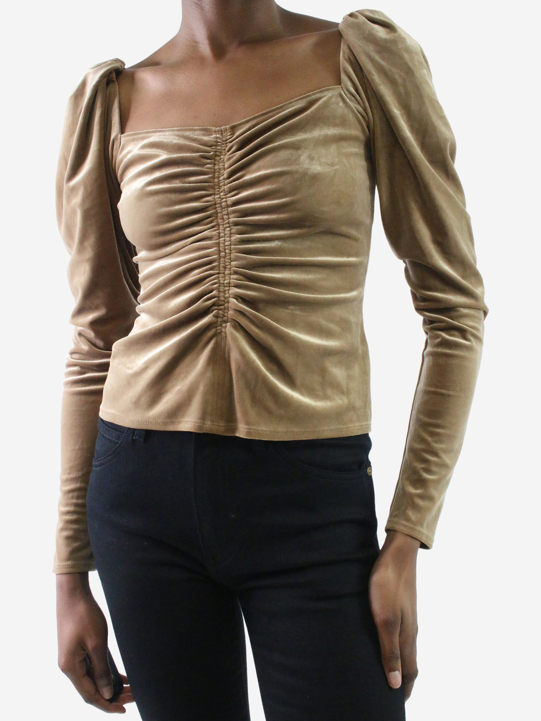 Neutral ruched velvet top - Size US 2 Tops A.L.C. 