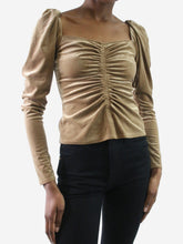 Load image into Gallery viewer, Neutral ruched velvet top - Size US 2 Tops A.L.C. 
