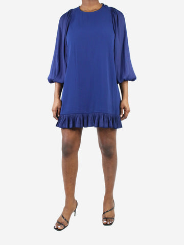 Blue puff-sleeved ruffle-trimmed dress - size US 6 Dresses Halston Heritage 