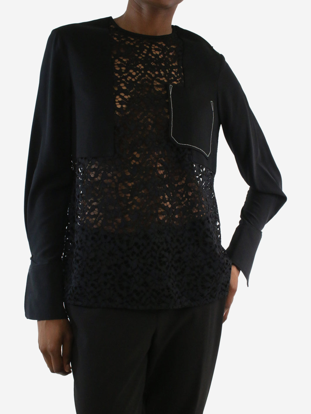 Black lace pocket blouse - Size US 0 Tops 3.1 Phillip Lim 