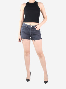 Agolde Black frayed denim mini shorts - brand size 27