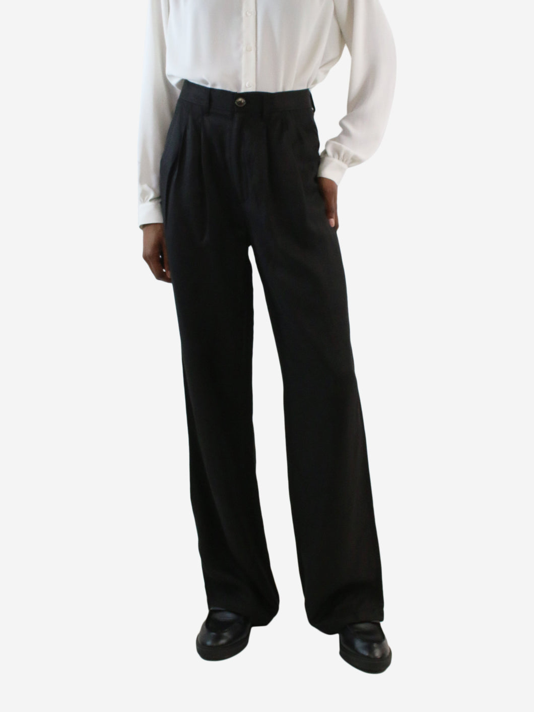 Black high-rise linen trousers - Size XS Trousers Anine Bing 