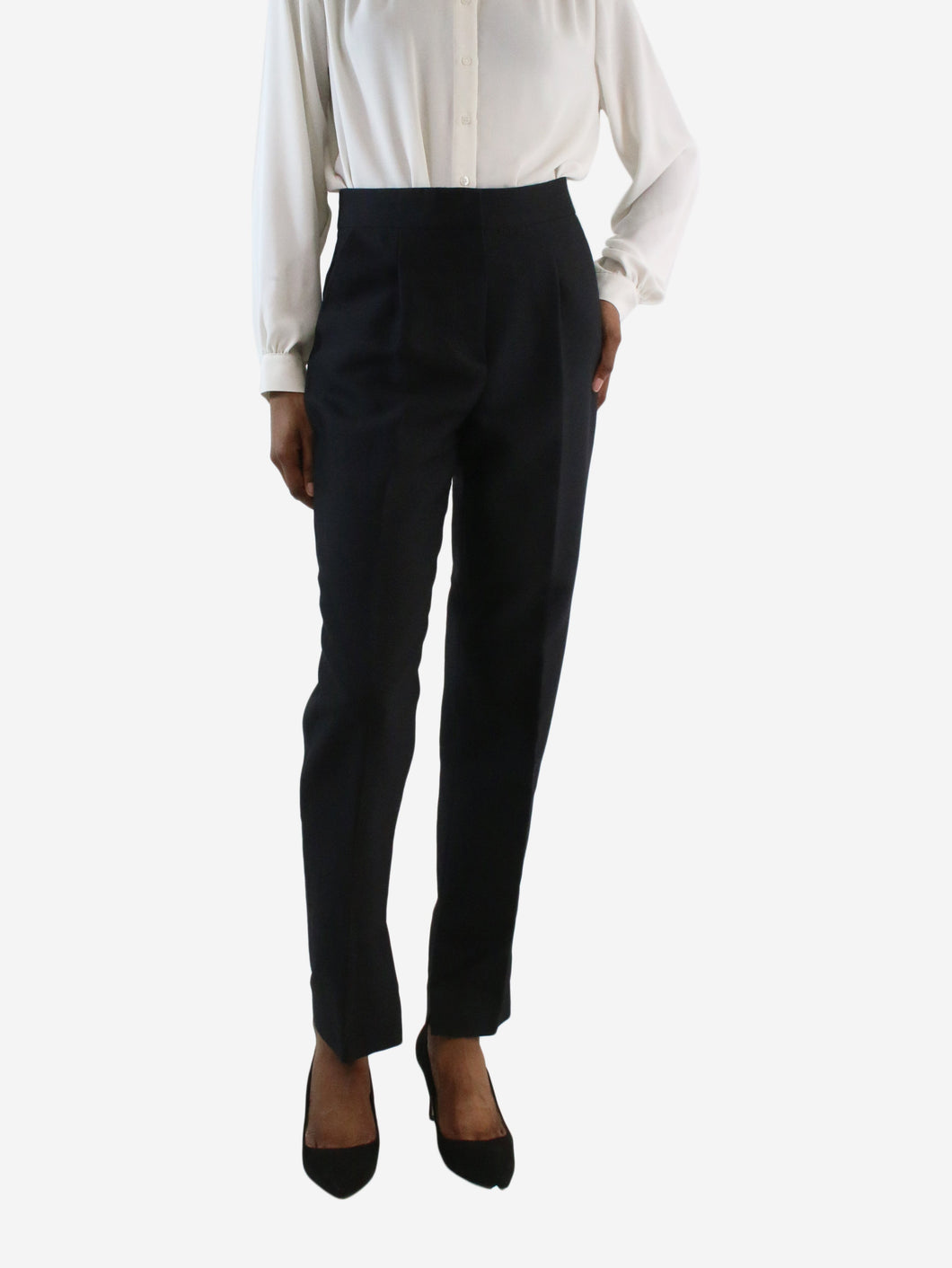 Black straight-leg tailored trousers - Size UK 8 Trousers LVIR 