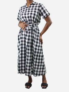 Lisa Marie Fernandez Black check midi dress with belt - size IT 42/44