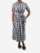 Load image into Gallery viewer, Black check midi dress with belt - size IT 42/44 Dresses Lisa Marie Fernandez 
