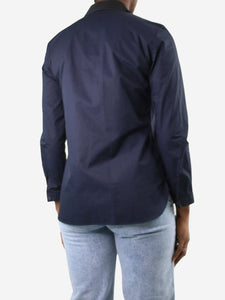 Carven Blue Shirt with black collar - size FR 40