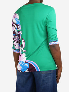Emilio Pucci Green floral printed top - size UK 14