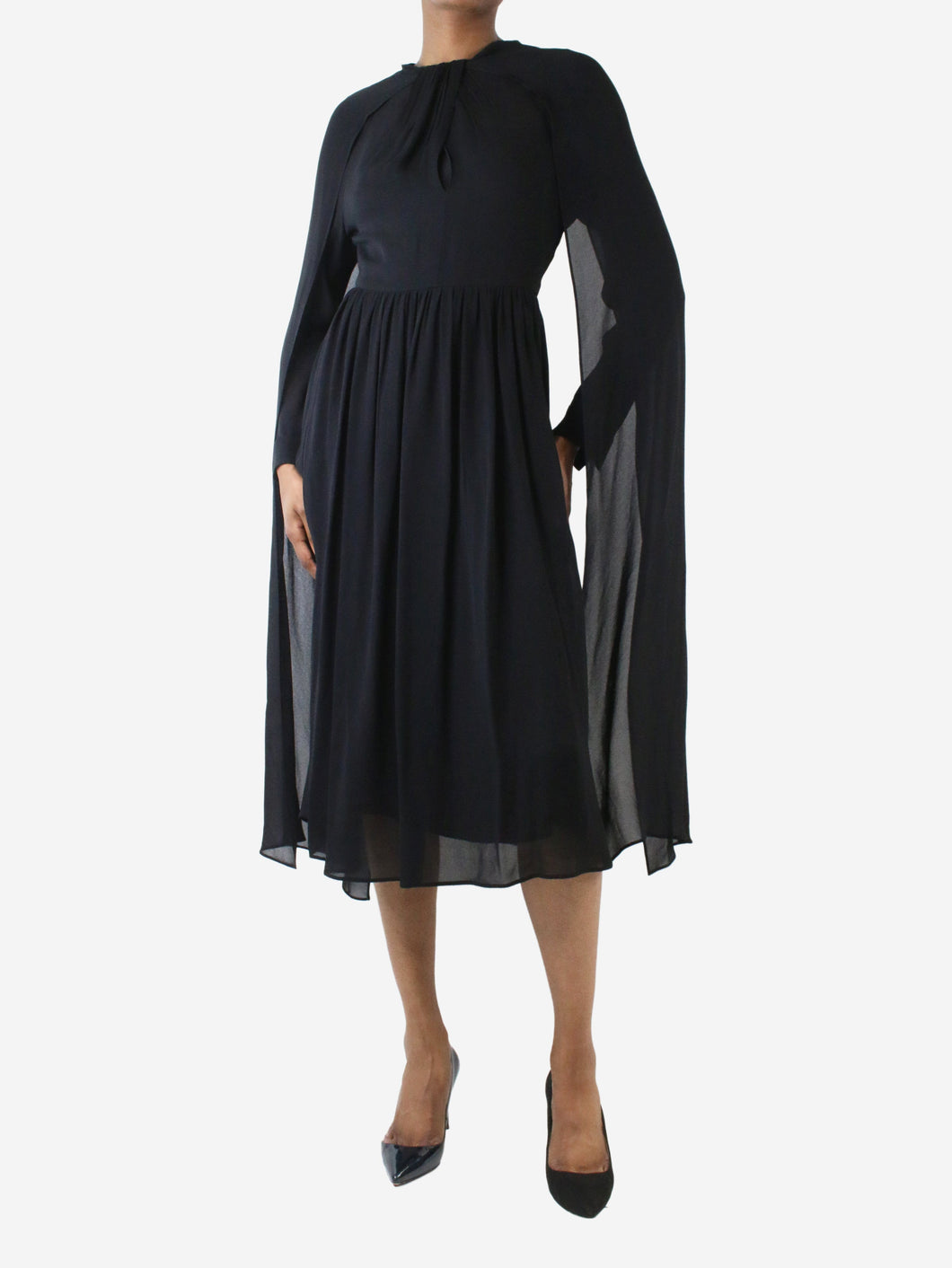 Black Sable deep v-neckline pleated dress - Size IT 36 Dresses Prada 