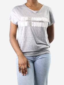 Brunello Cucinelli Grey 'New Beginnings' T-shirt - size UK 10