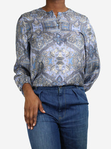 Divine Cashmere Blue silk printed blouse - size IT 42