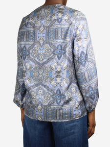 Divine Cashmere Blue silk printed blouse - size IT 42