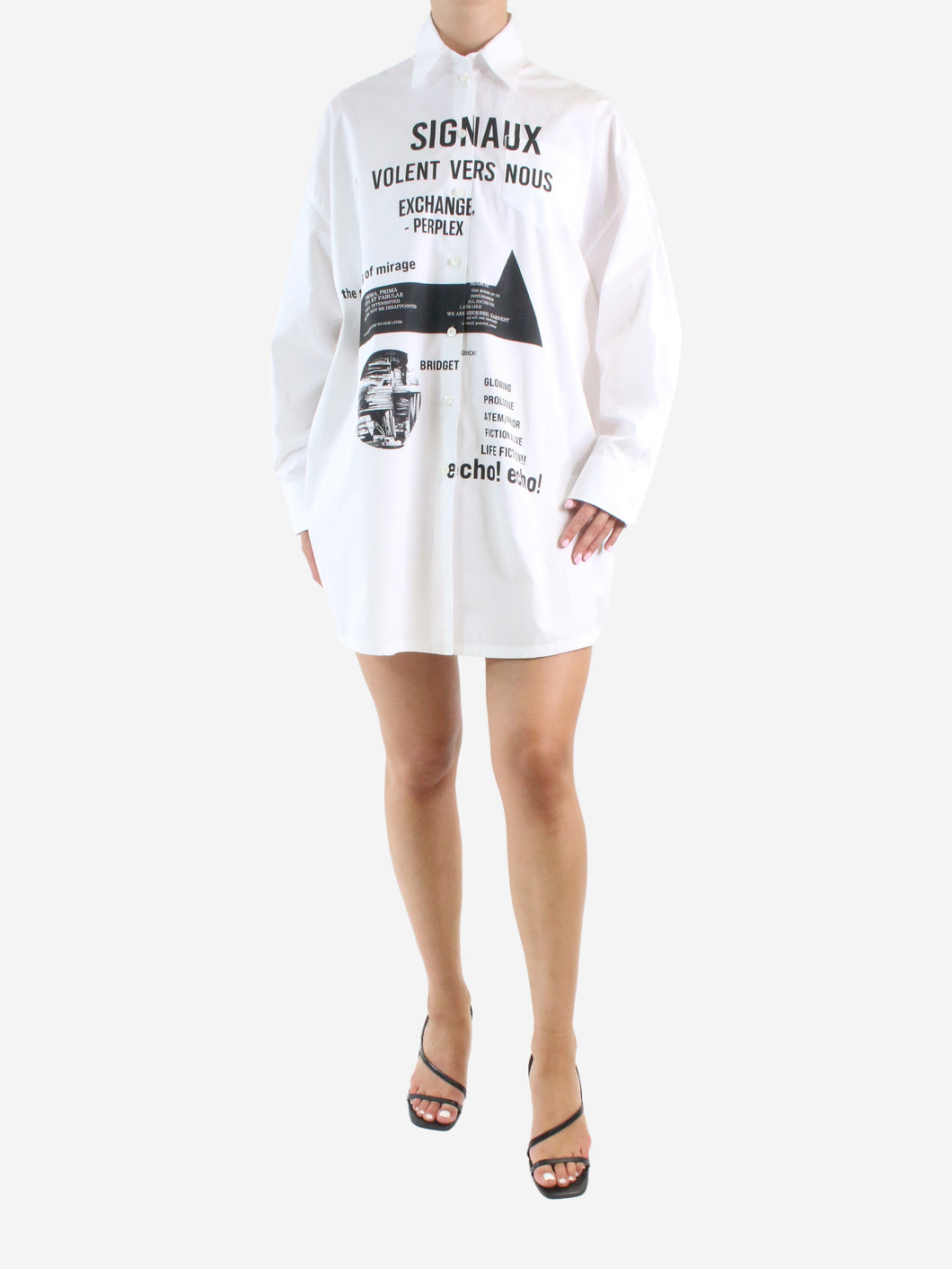 White printed cotton poplin shirt dress - size IT 38 Dresses Prada 