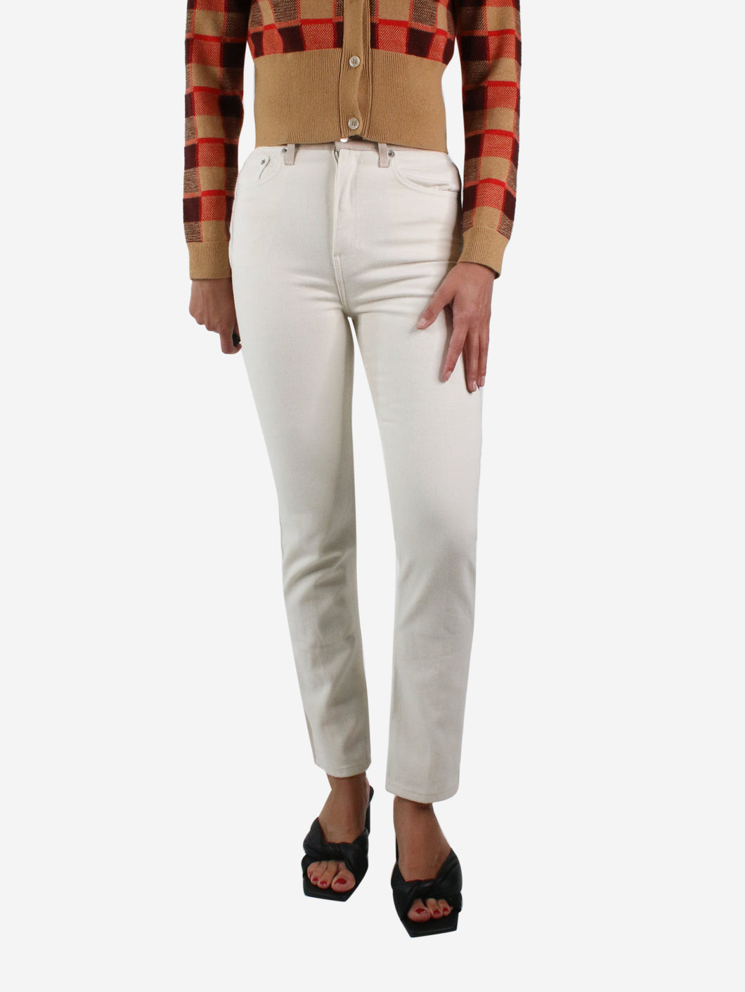 Cream tonal straight-leg jeans - size W25 Trousers Reformation 