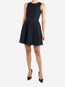 Nina Ricci Blue sleeveless jacquard dress - size UK 8