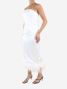 16 Arlington White satin strapless dress - size UK 10