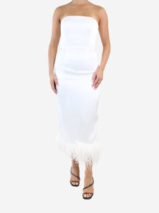 16 Arlington White satin strapless dress - size UK 10