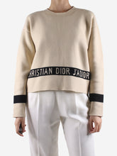 Load image into Gallery viewer, Cream logo printed cashmere jumper - size UK 8 Knitwear Christian Dior 
